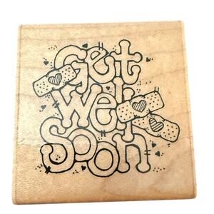 JRL Design Get Well Soon G109 Rubber Stamp EUC